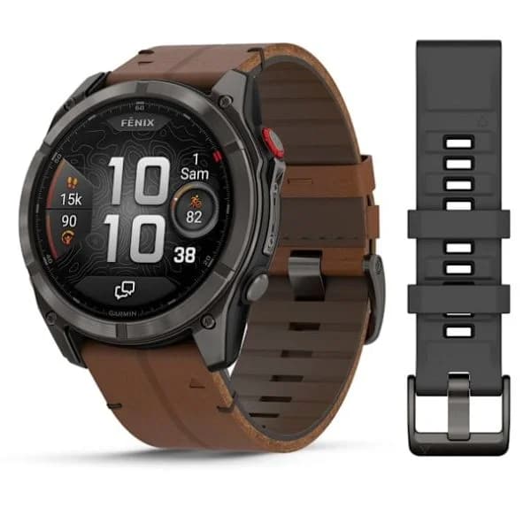 Garmin Montre Garmin Fenix 8 Pro 51mm AMOLED Sapphire Titane Bracelet Cuir + Silicone