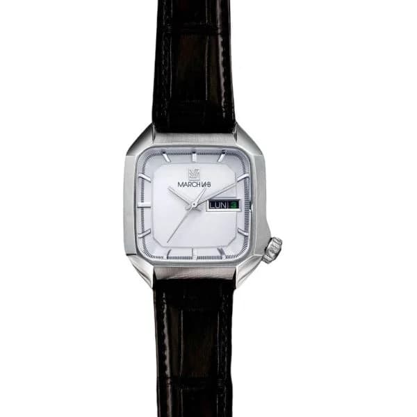 March LA.B Montre March LA.B AM2 Slim Electrique White Alligator Noir