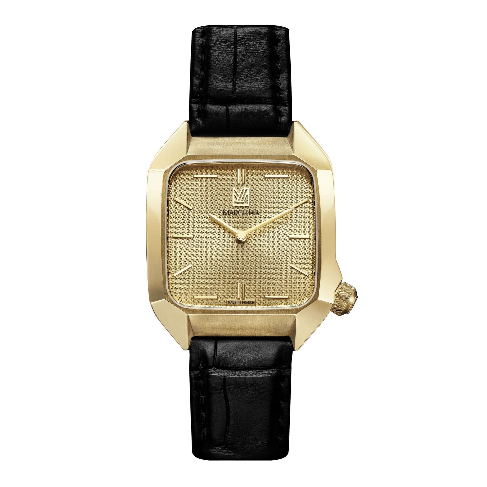 March LA.B Montre March LA.B AM2 XS Mécanique Golden Hour cadran doré bracelet cuir noir 32 mm
