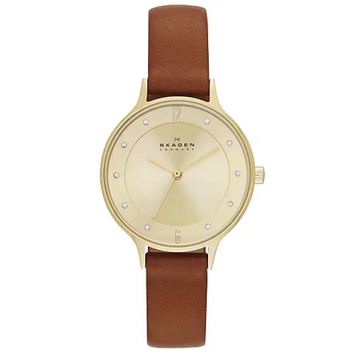 Skagen Montre Analogique Femme Skagen Cuir Marron SKW2147 - Cleor