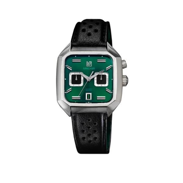 March LA.B Montre March LA.B AM2 Calendar Automatique Cadran Forest Buffle Perforé Noir