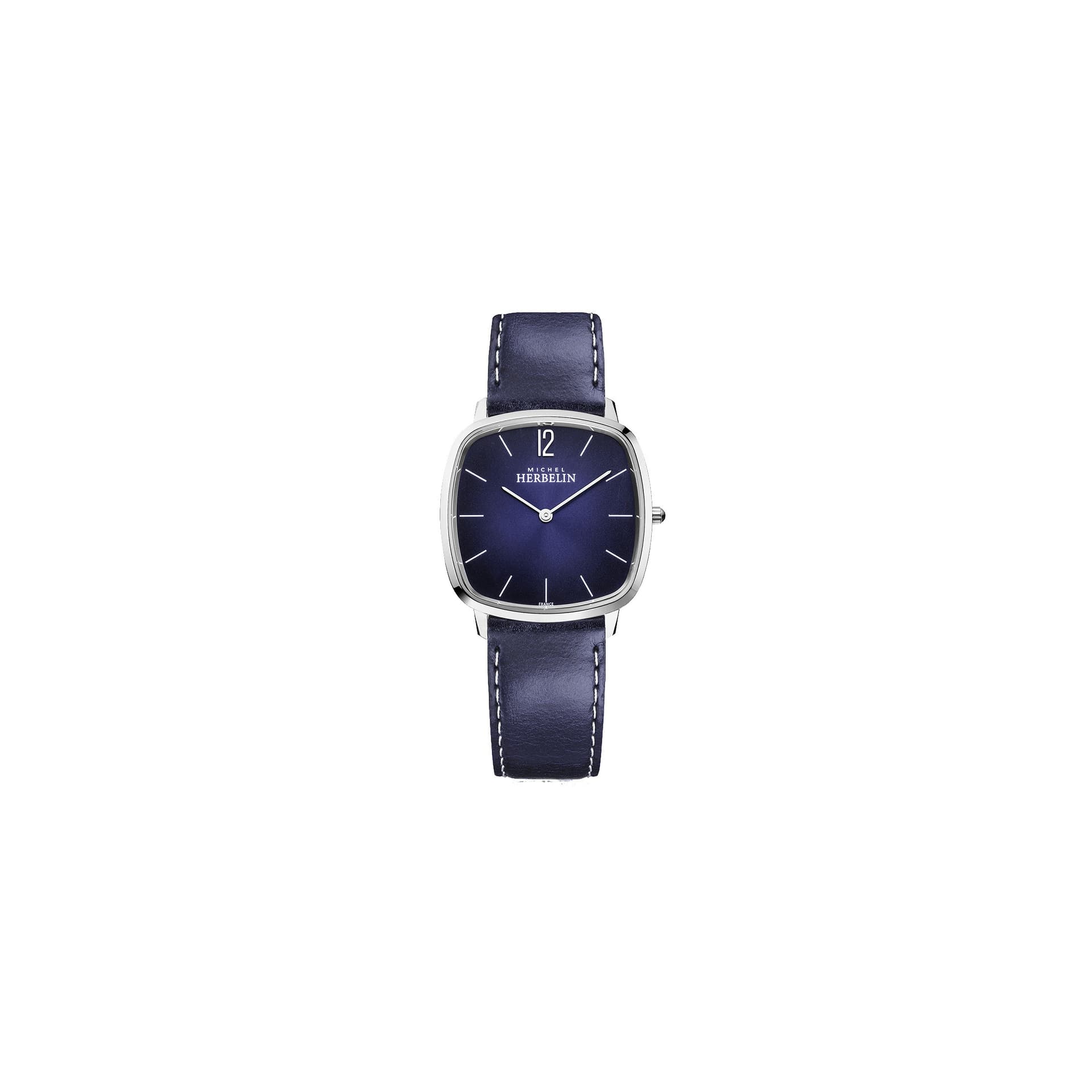 Michel Herbelin Montre Michel Herbelin City quartz cadran bleu bracelet cuir bleu