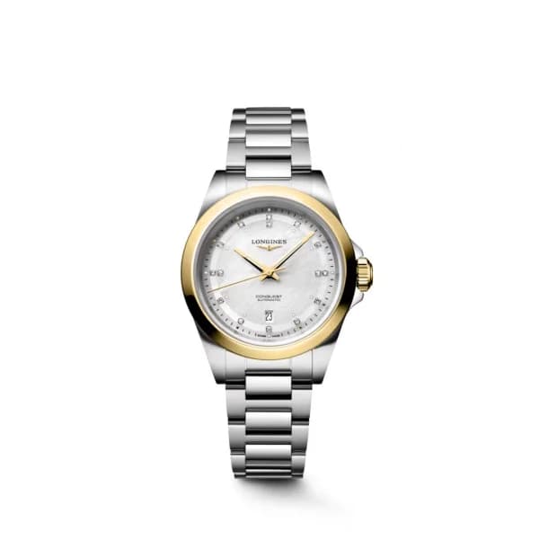 Daniel Gérard Montre Longines Conquest 30 mm Automatique Cadran Nacre blanche Bracelet Acier
