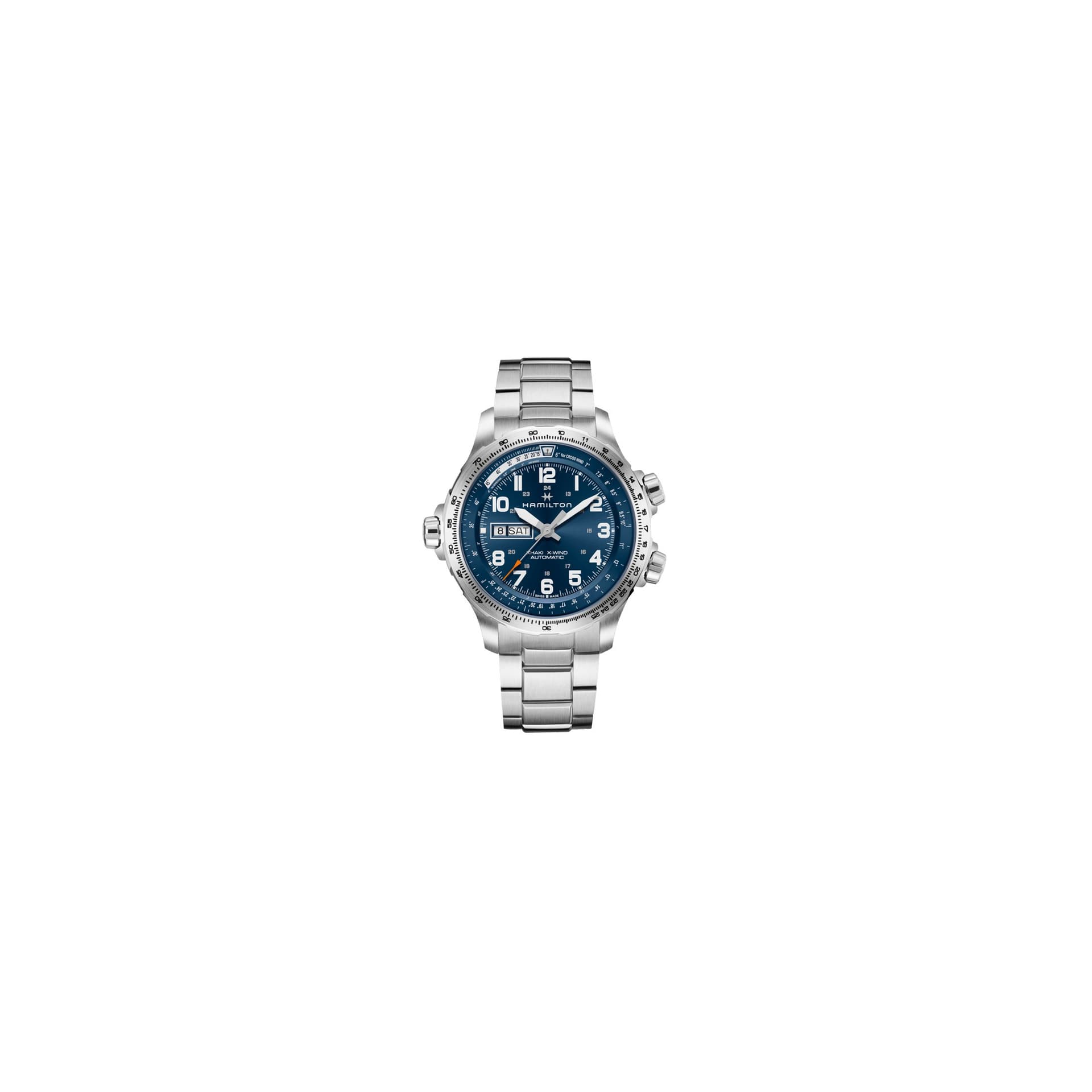 Hamilton Montre Hamilton Khaki Aviation X-Wind Day Date Automatique Cadran Bleu Bracelet Acier 45 mm