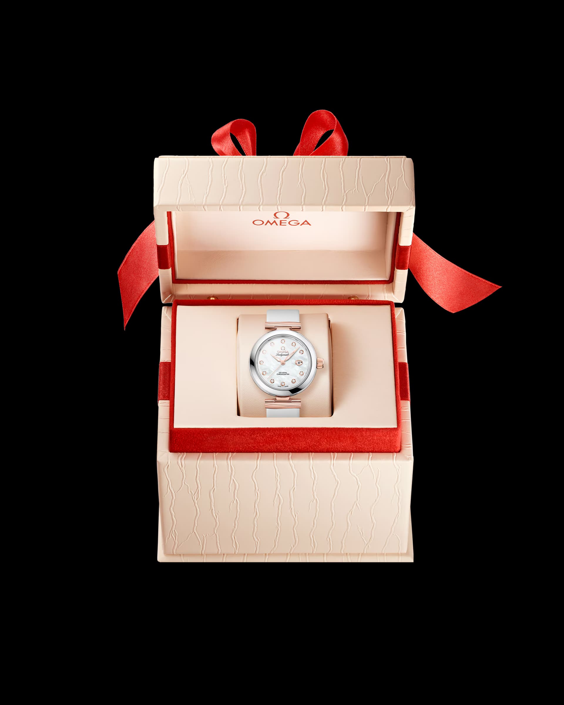 Omega De Ville 34 mm, acier - or « Sedna™ » sur bracelet en cuir