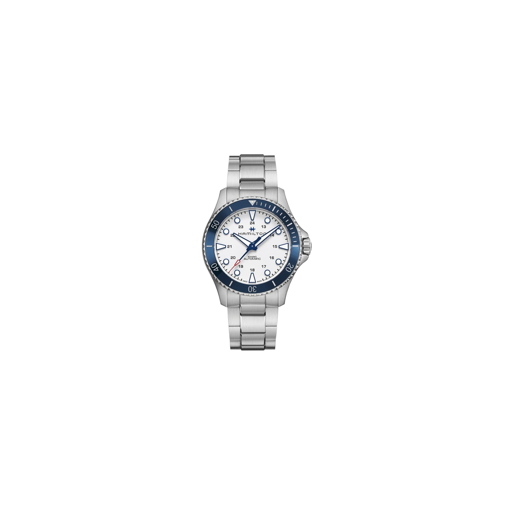 Hamilton Montre Hamilton Khaki Navy Scuba automatique cadran blanc bracelet acier 43 mm