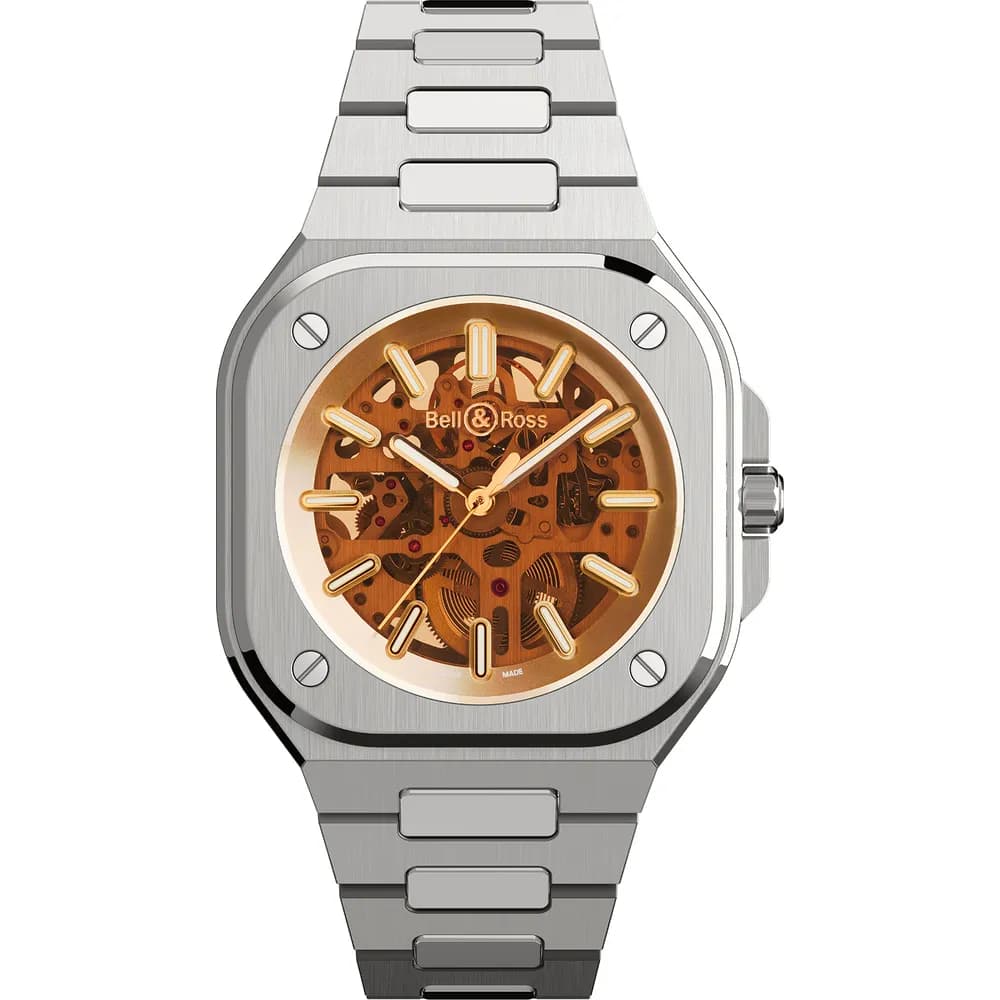 Bell & Ross Montre BELL &amp; ROSS BR05 Skeleton Golden Bracelet Acier