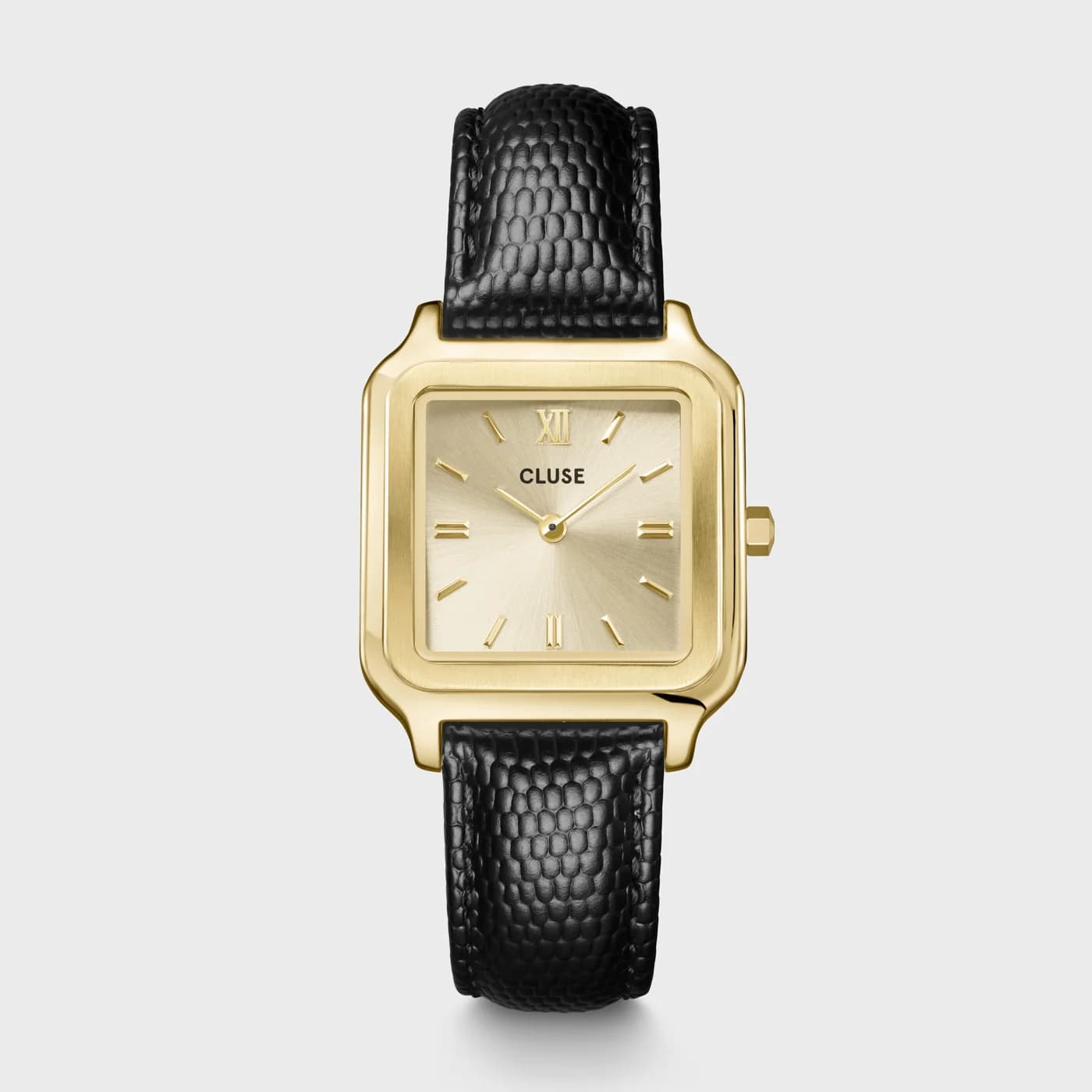 Cluse Gracieuse Watch Leather, Black Lizard, Gold Colour