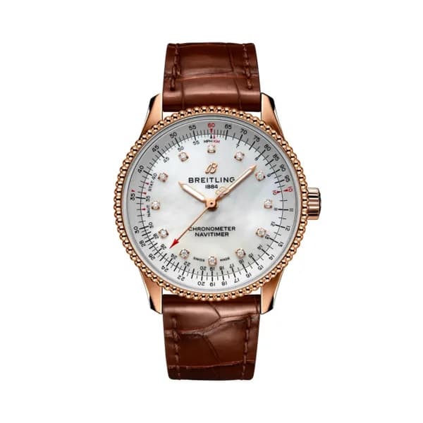 Breitling Montre Breitling Navitimer 32 Cadran Bronze Bracelet Cuir d’alligator
