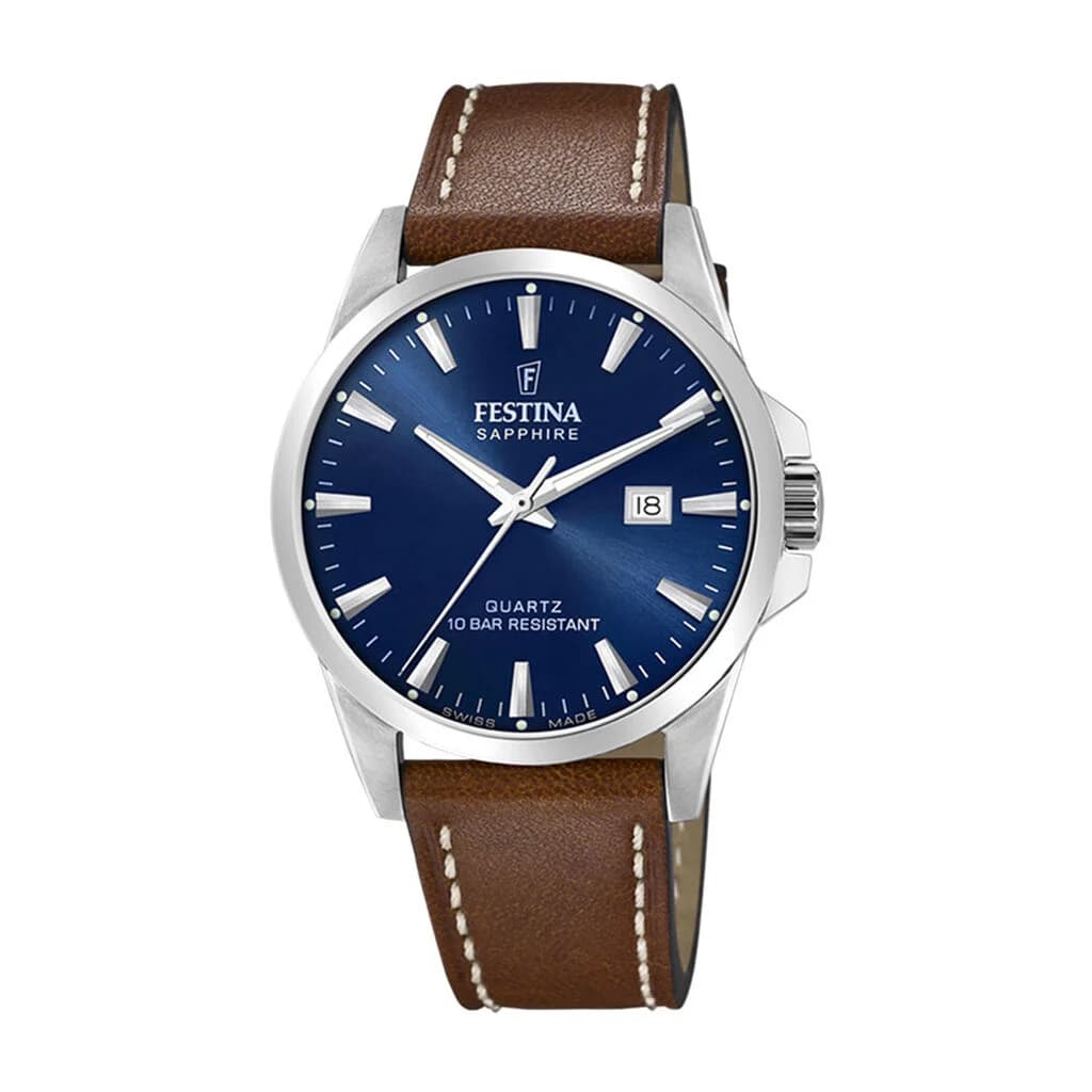 Festina Swiss Made Montre Festina Collection Swiss Made en Cuir Marron