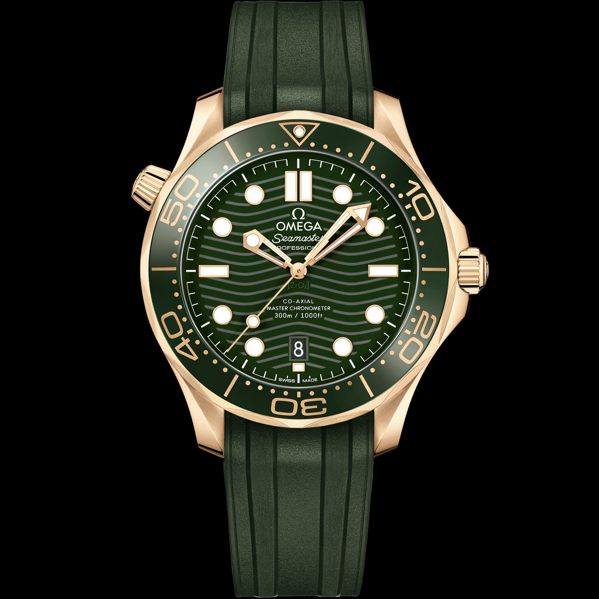 Omega Seamaster 42 mm, or Moonshine™ sur bracelet caoutchouc