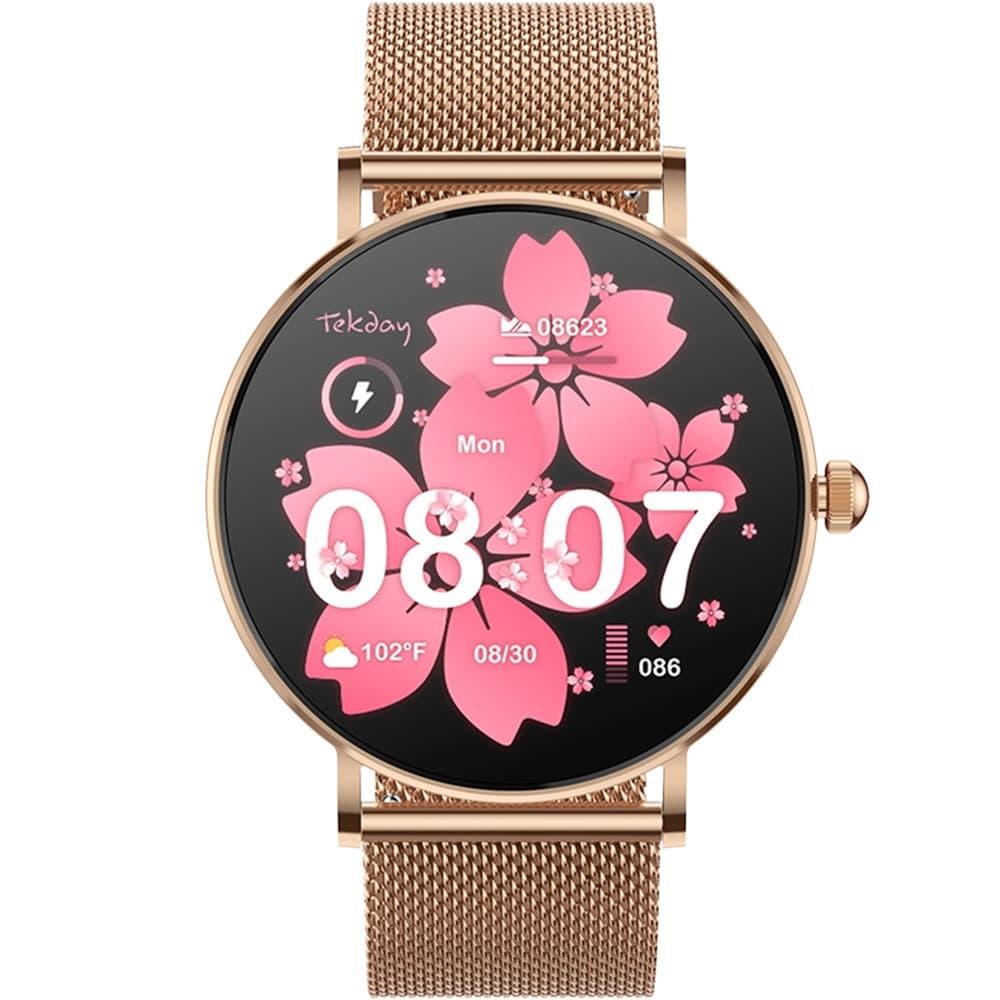 Tekday Montre Connectée Tekday en Acier Doré Rose