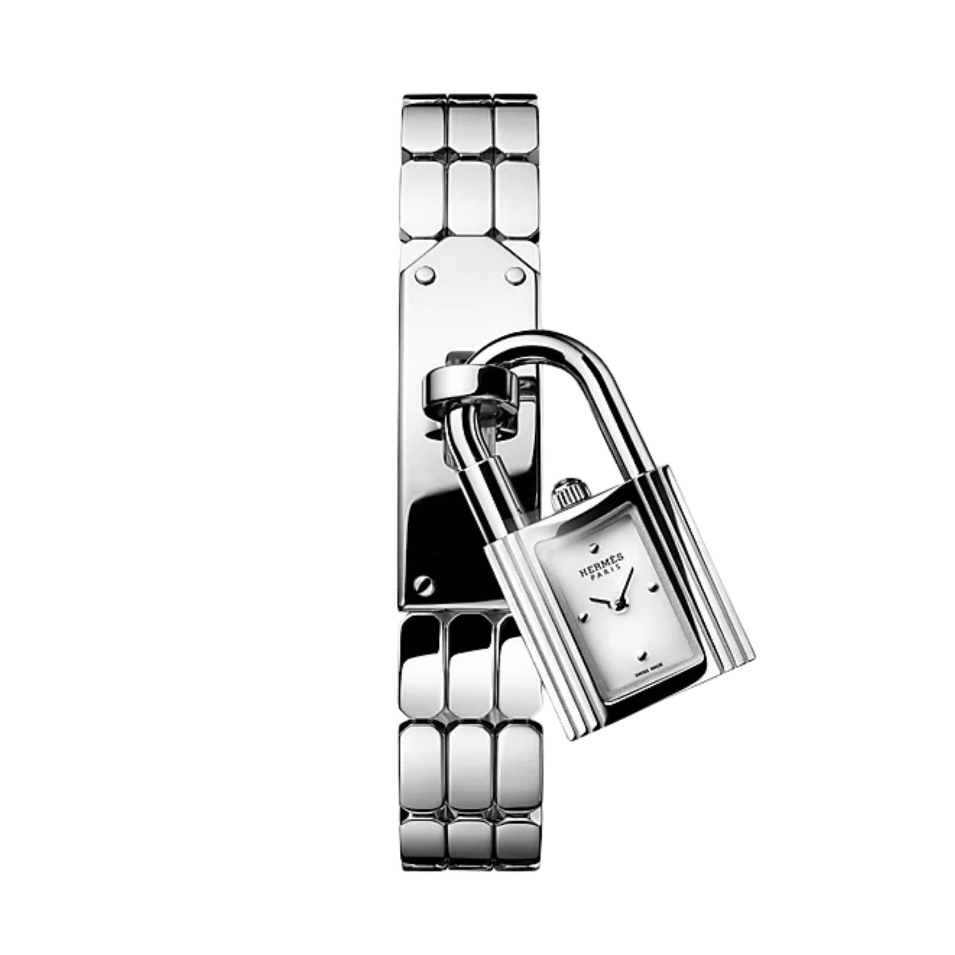 Hermès Montre HERMÈS Kelly Mini Modèle quartz cadran laqué blanc bracelet acier 16 mm