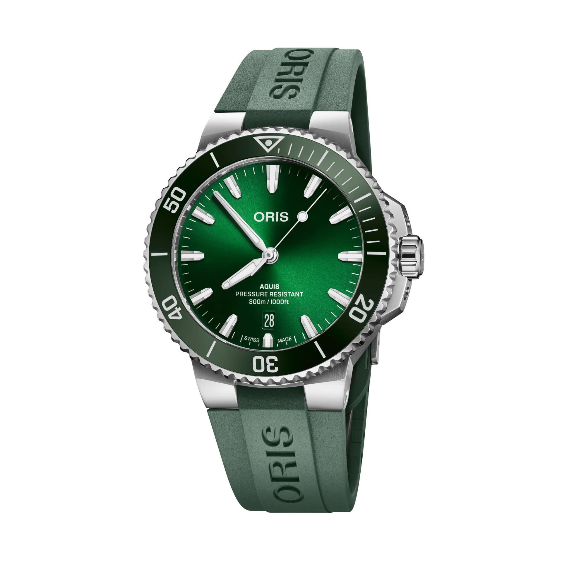 Oris Montre Oris Plongée Aquis Date Calibre 733 automatique cadran vert bracelet caoutchouc vert 41,5 mm