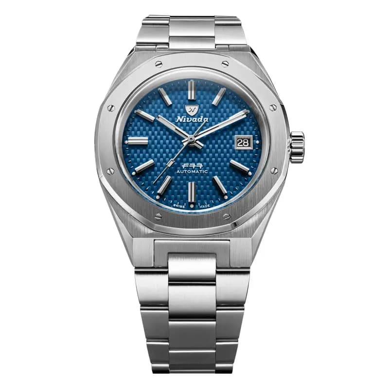Nivada Grenchen Montre F77 41 Blue Date 69041A77B