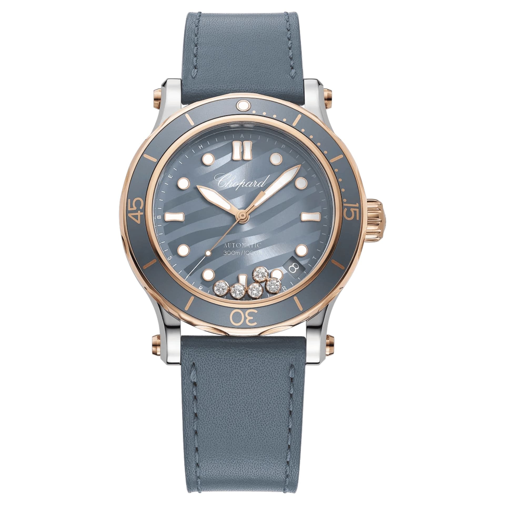 Chopard Montre Chopard Happy Ocean automatique cadran gris bracelet cuir 40 mm