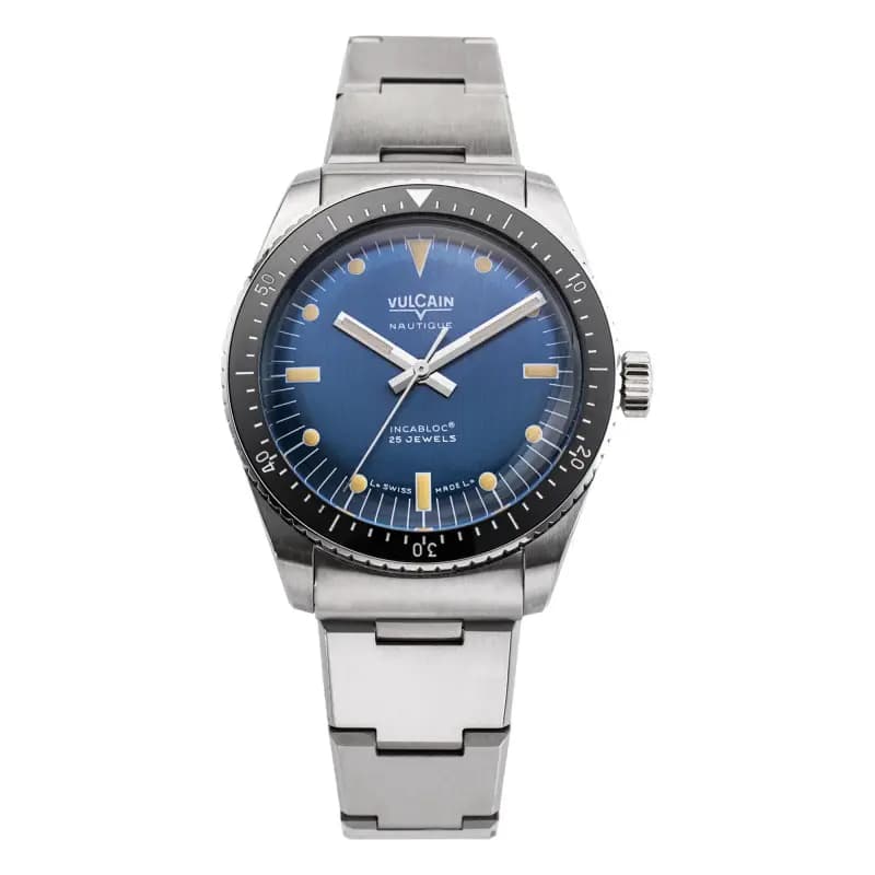 Vulcain Montre Skindiver Nautique - Blue with Khaki Brown Lum 660170A37