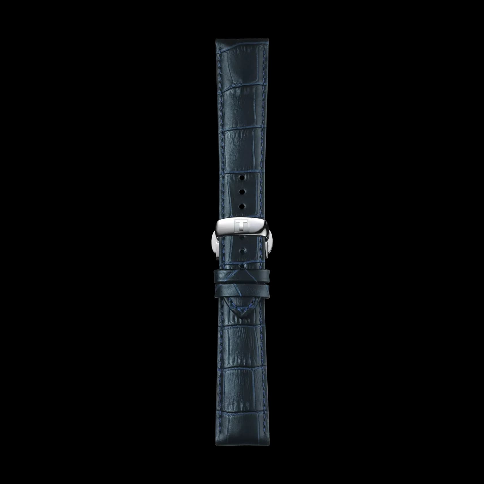 Tissot Bracelet officiel Tissot cuir bleu entre-cornes 21 mm
