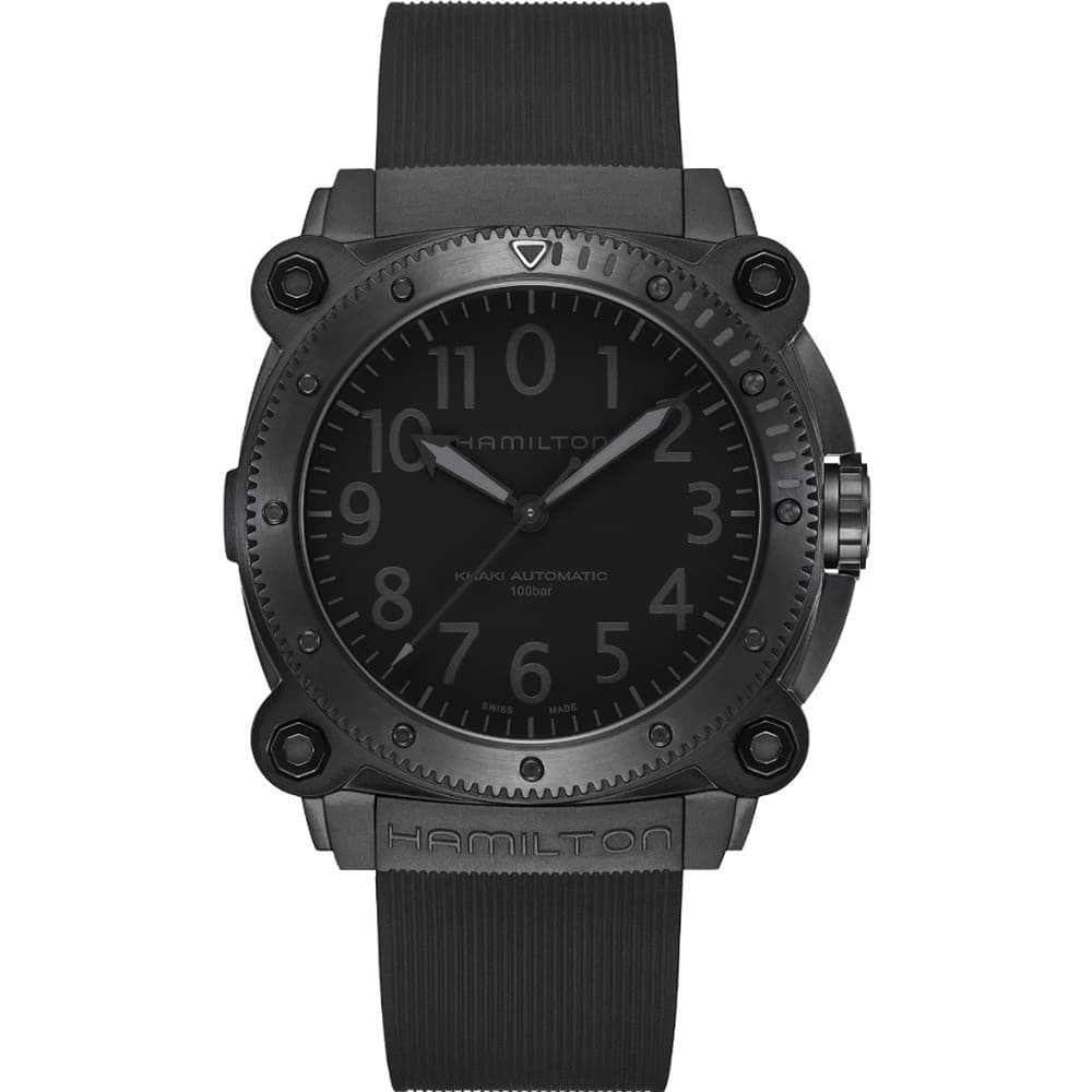 Hamilton Montre Automatique Hamilton Collection Khaki Navy en Caoutchouc Noir