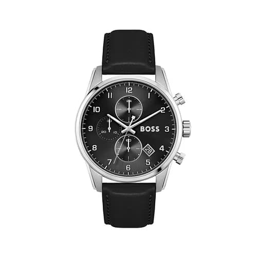 Hugo Boss Montre Homme BOSS BLACK en Cuir Véritable de Veau Noir Etanche