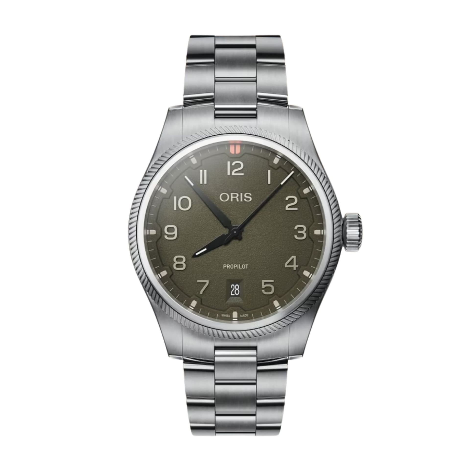 Oris Montre Oris Aviation Propilot Date automatique cadran vert bracelet acier 41 mm