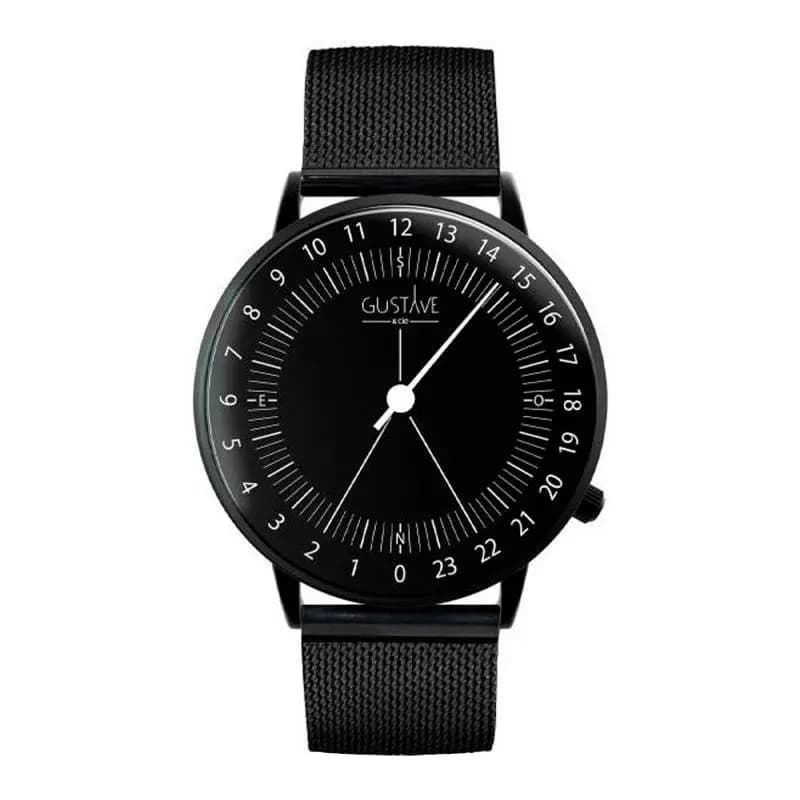 Gustave & Cie Montre 24H Antoine Noir & Noir Milanais Noir 40mm