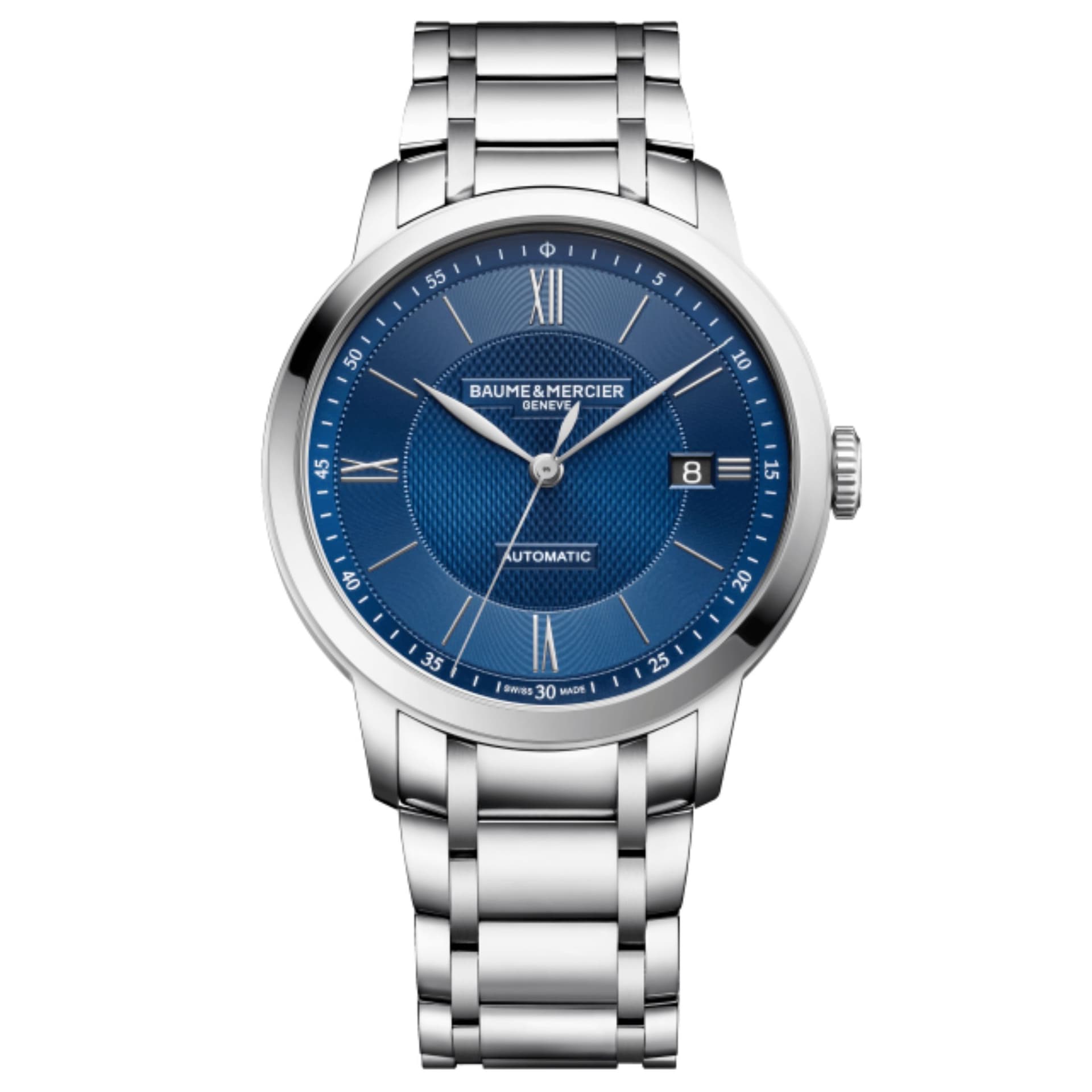 Baume & Mercier Montre Baume et Mercier Classima automatique cadran bleu bracelet acier 40 mm