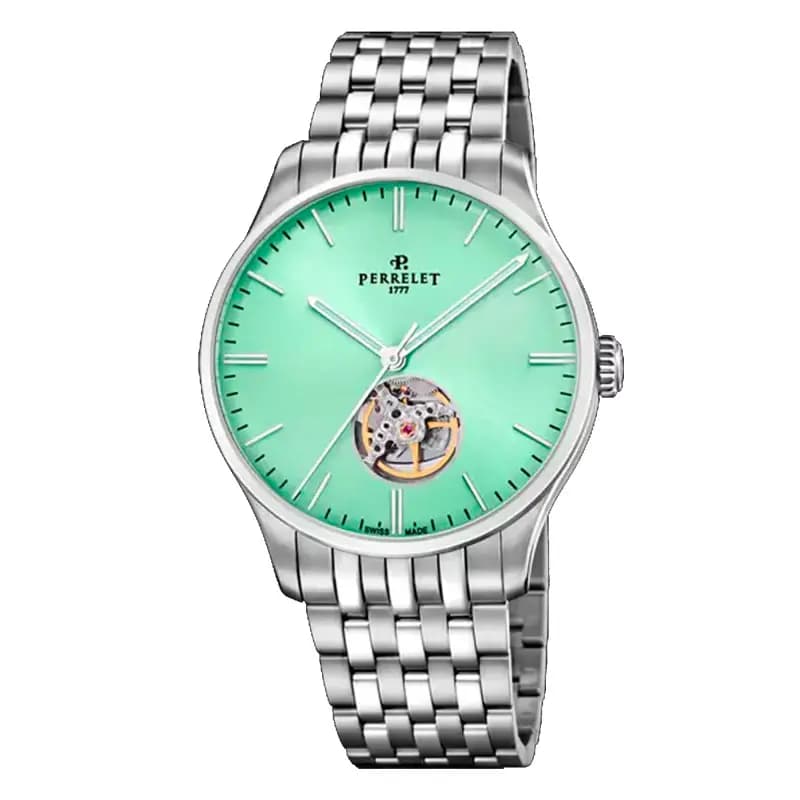 Perrelet Montre Weekend Coeur Ouvert Vert Menthe