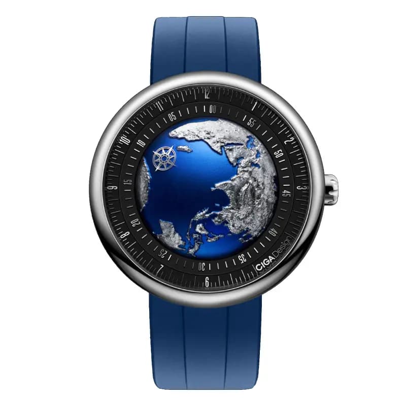Ciga Design Montre Série U - Blue Planet II 43 Mm - Stainless Steel U038-SU01-6U
