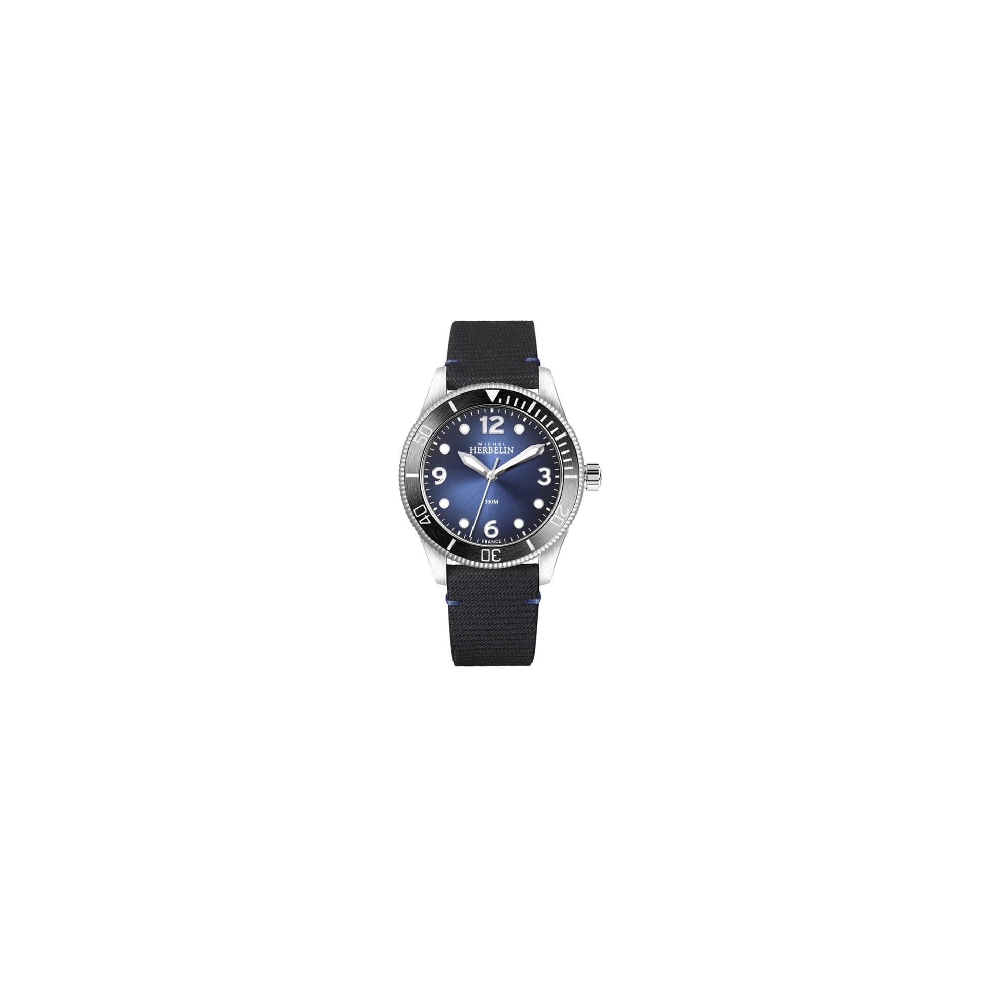 Michel Herbelin Montre Michel Herbelin Trophy quartz cadran bleu bracelet textile noir 42 mm