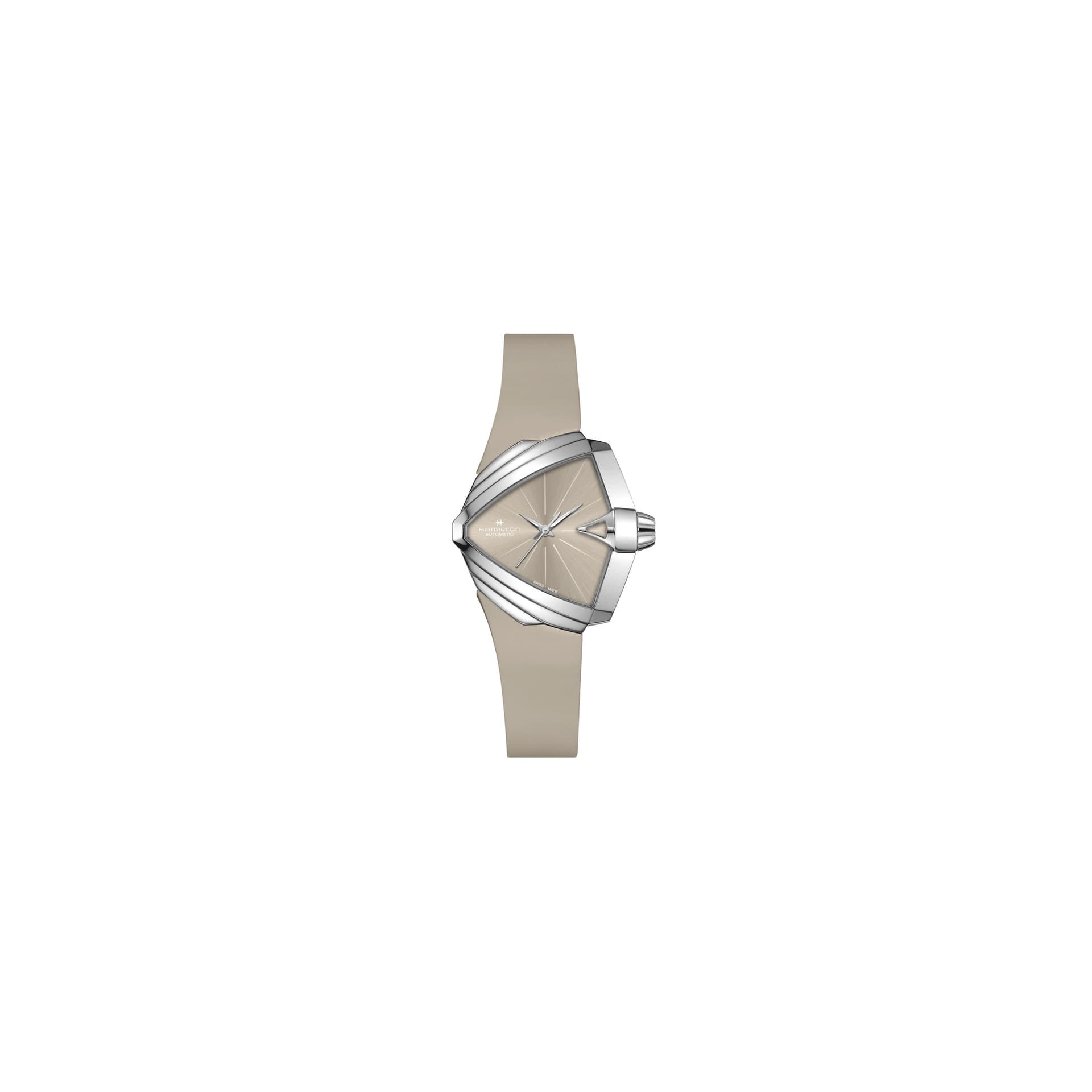 Hamilton Montre Hamilton Ventura S automatique cadran beige bracelet caoutchouc beige 34,5 x 38 mm