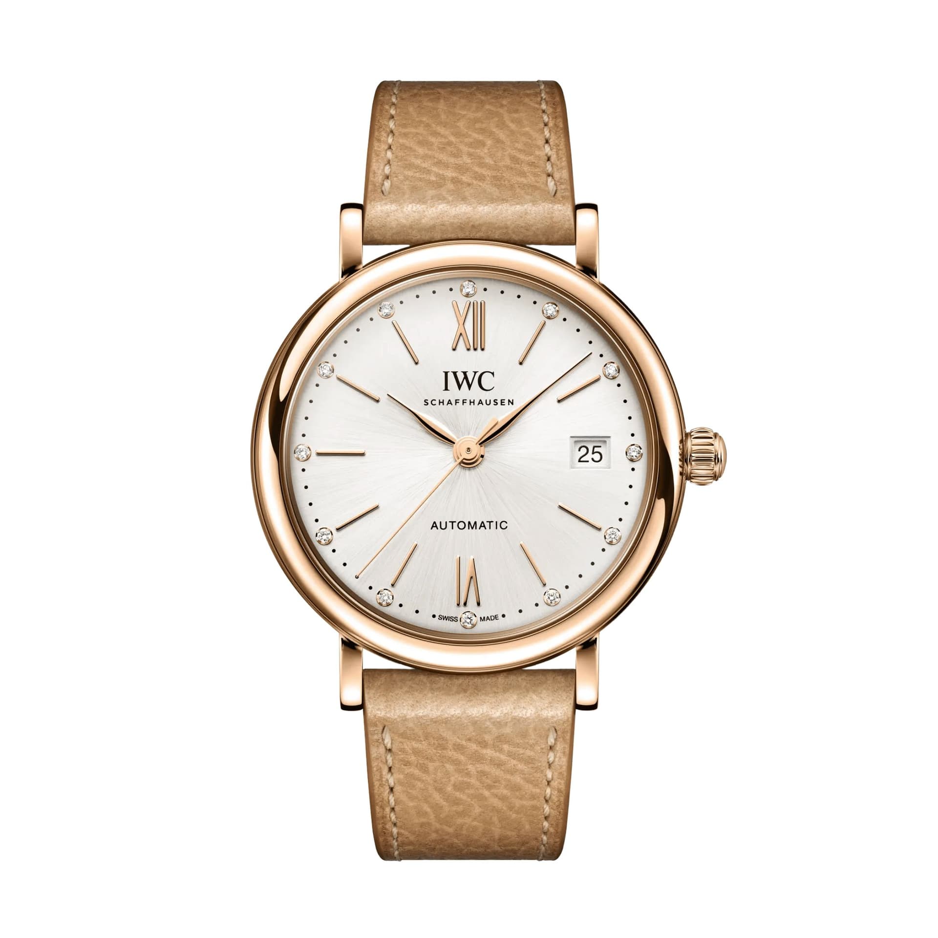 IWC Schaffhausen Montre IWC Portofino Automatic cadran argent bracelet cuir 37 mm