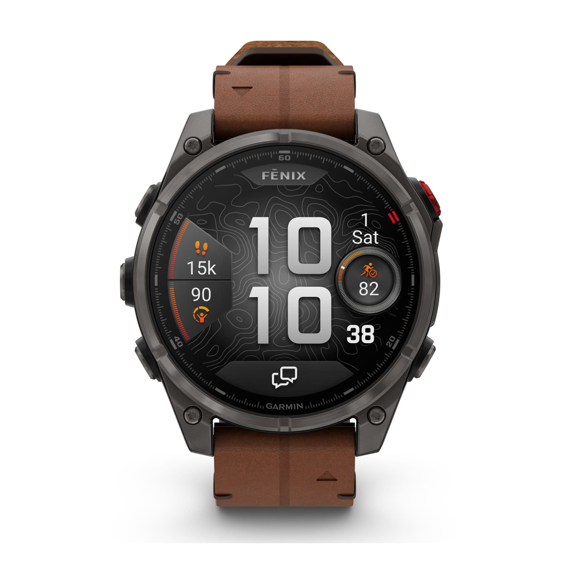 Garmin Montre Garmin Fénix 8 Pro AMOLED Sapphire Titane Carbon Gray DLC bracelet cuir marron et silicone noir 47 mm