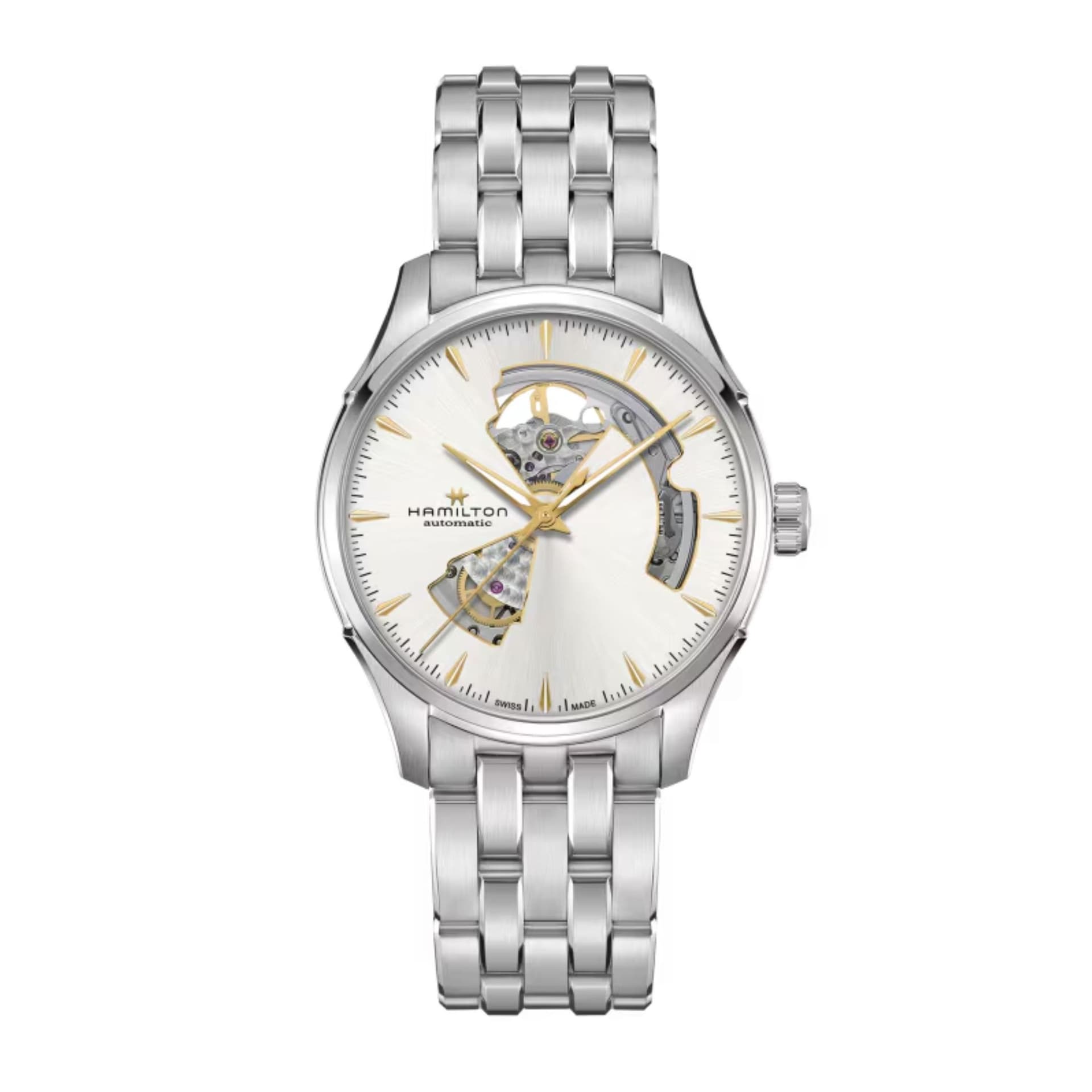Hamilton Montre Hamilton Jazzmaster Open Heart Auto cadran blanc bracelet acier 40 mm