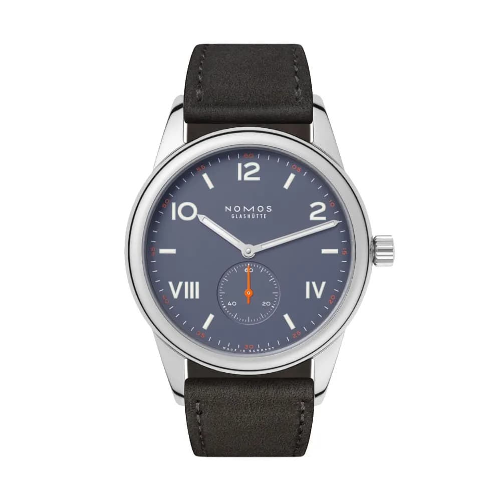Nomos Montre NOMOS Club Campus 38 Blue Purple mécanique cadran purple bracelet cuir noir 38,5 mm