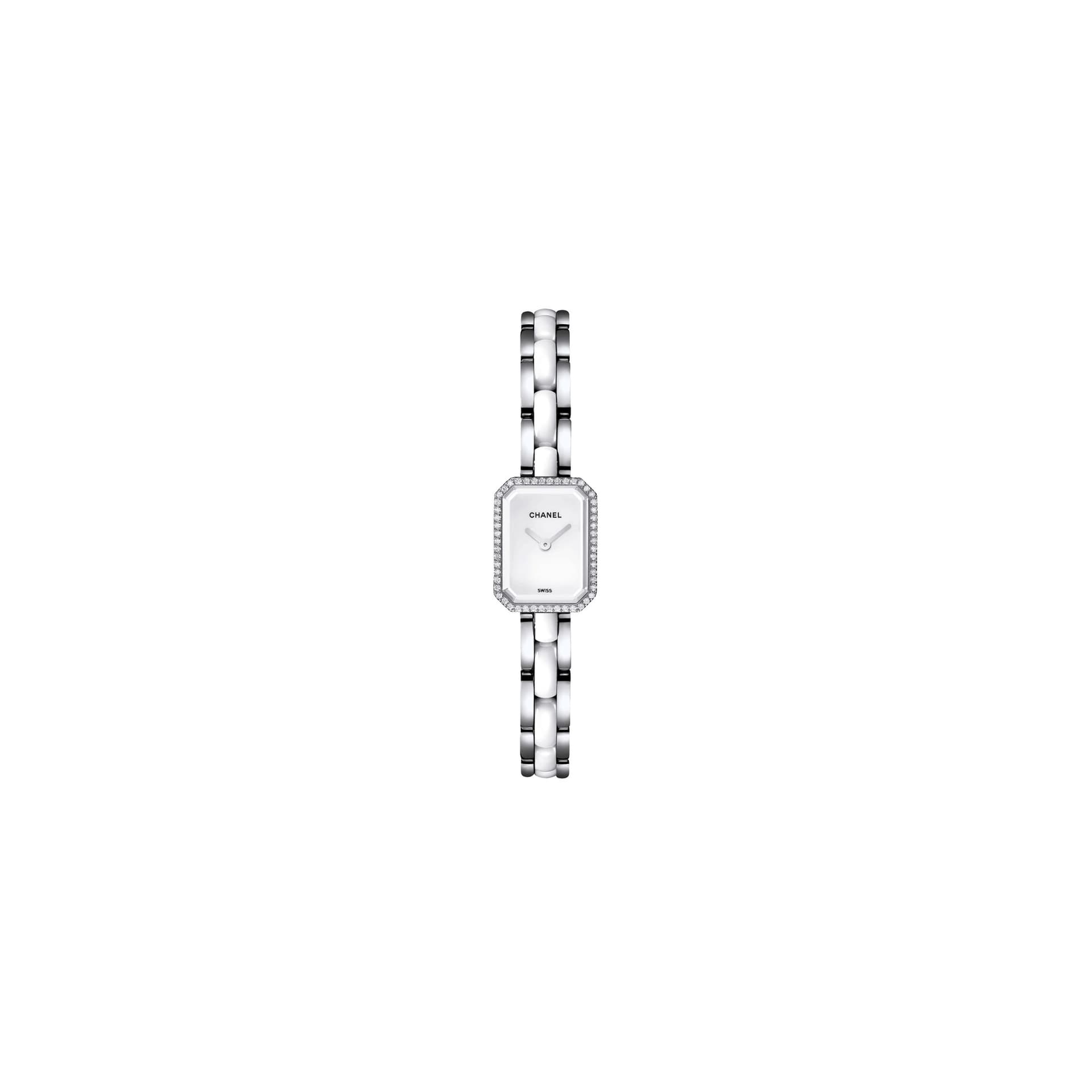 Chanel Montre CHANEL Première Mini cadran blanc lunette sertie bracelet céramique blanche