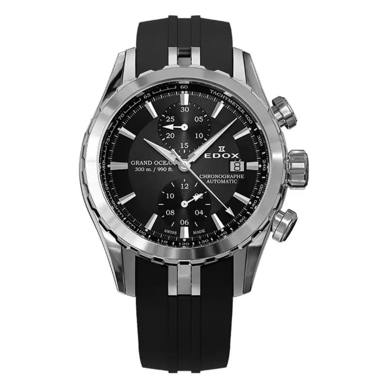 Edox Montre Grand Ocean Chronograph Automatic Black Dial 09800-3CA-NIN