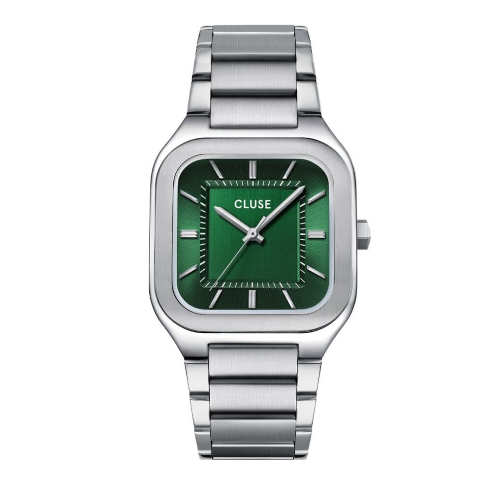 Cluse Quadrus Watch Steel, Green, Silver Colour