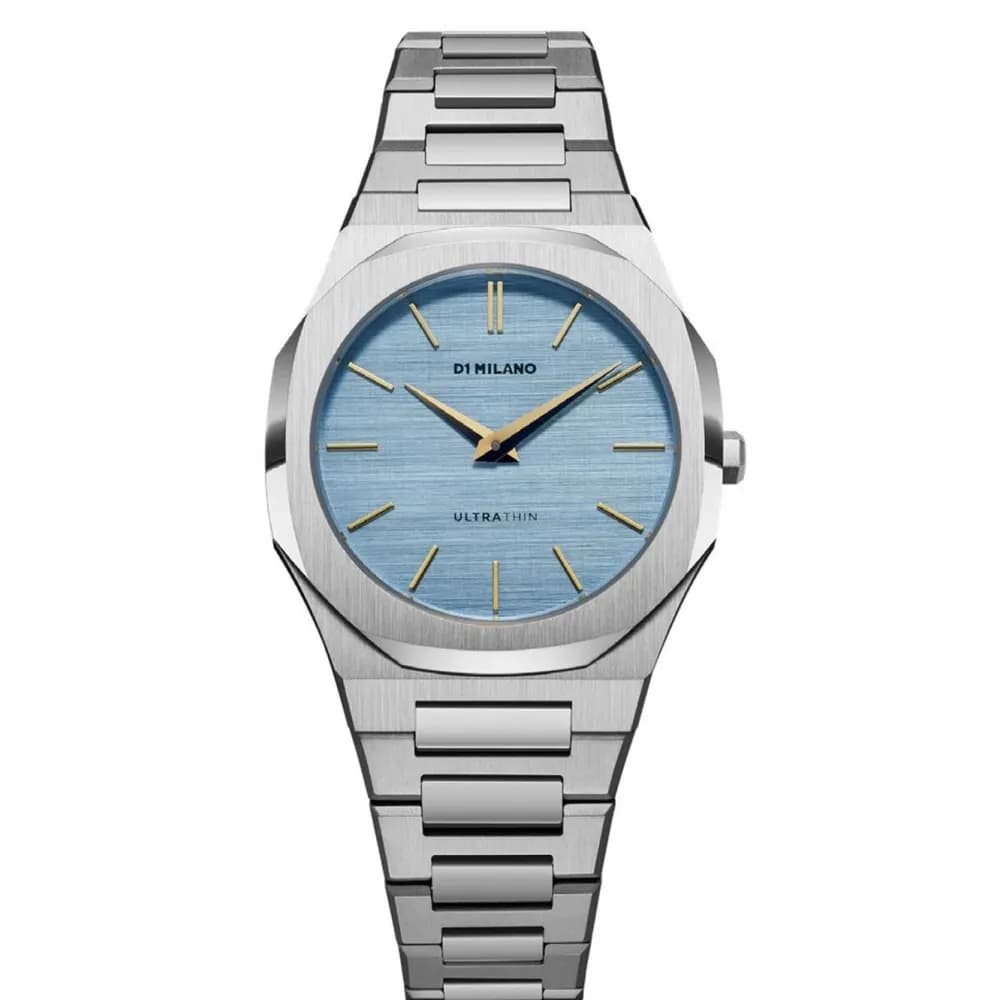 D1 Milano Montre quartz Femme Ultra thin Bleu clair