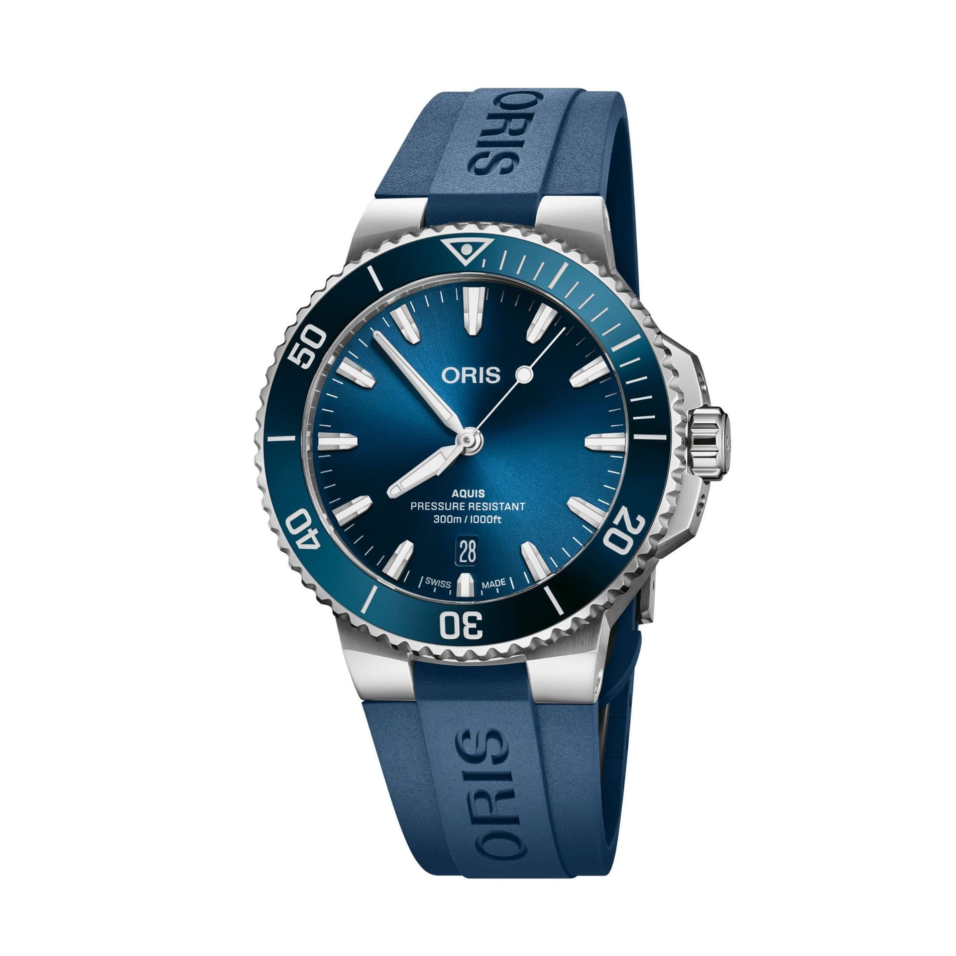 Oris Montre Oris Plongée Aquis Date Calibre 733 automatique cadran bleu bracelet caoutchouc bleu 41,5 mm