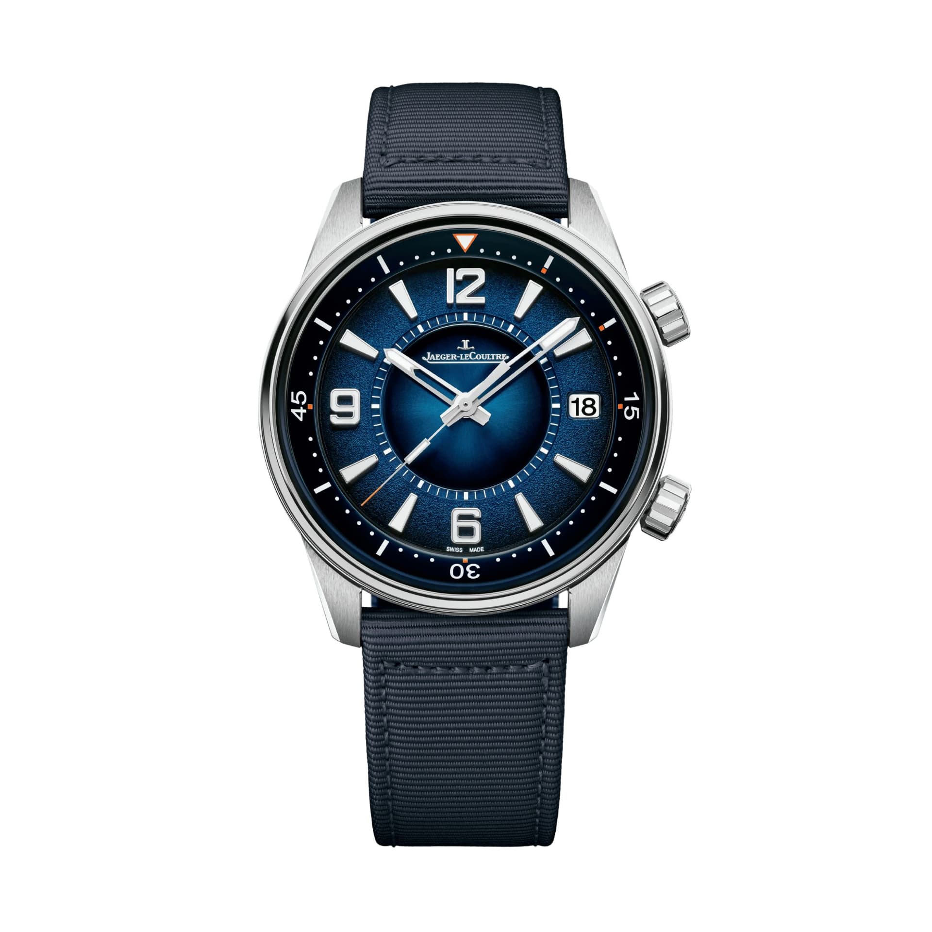 Jaeger-LeCoultre Montre Jaeger-LeCoultre Polaris Date automatique cadran laqué bleu bracelet tissu 40 mm