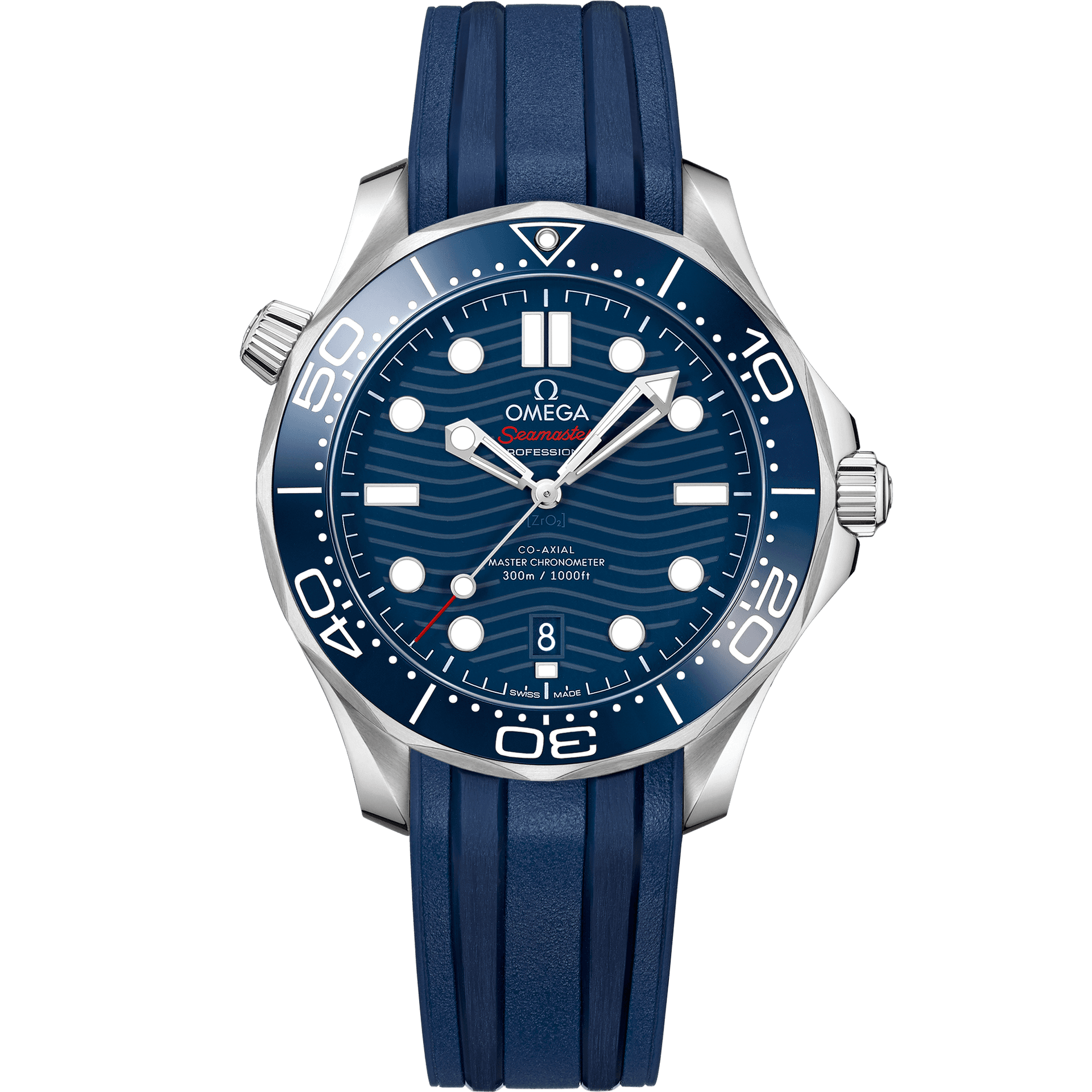 Omega Seamaster 42 mm, acier sur bracelet caoutchouc