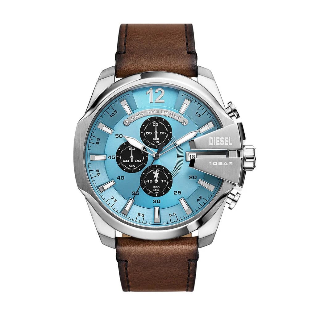 Diesel Montre Diesel Collection Mega Chief en Cuir Marron