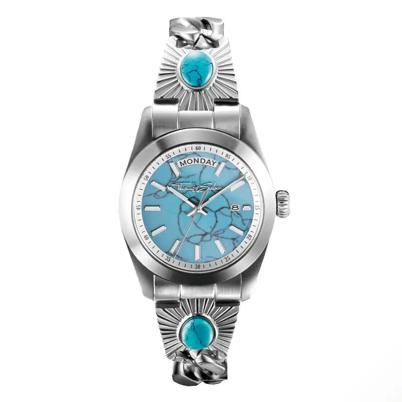 Thomas Sabo Montre Elyndra avec cadran turquoise 36 mm couleur argent - WA0450-201-215