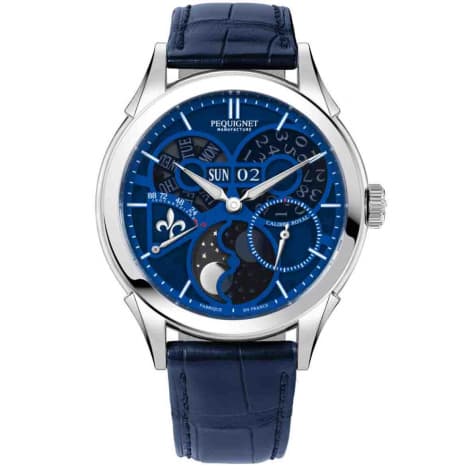 Pequignet E. Montre Royale Saphir Automatique Cadran Bleu - 9010883-FAB