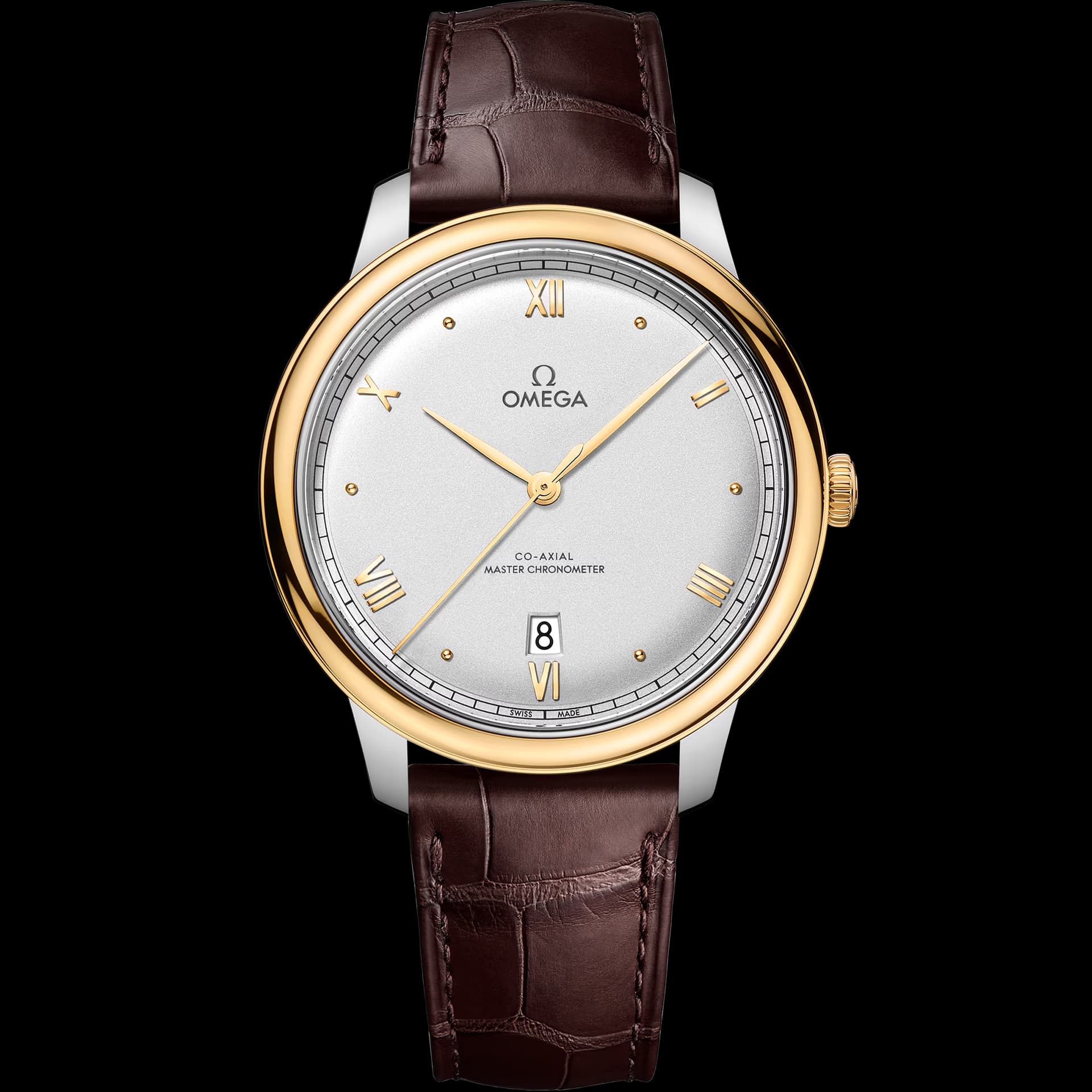 Omega De Ville 40 mm, acier - or jaune sur bracelet en cuir