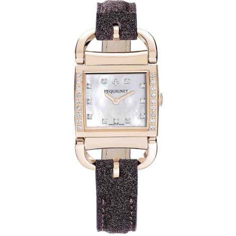 Pequignet E. Montre Pequignet Attellage Quartz - Cadran Nacre Blanc - Bracelet Paillettes marron - 5896509CD-CPM