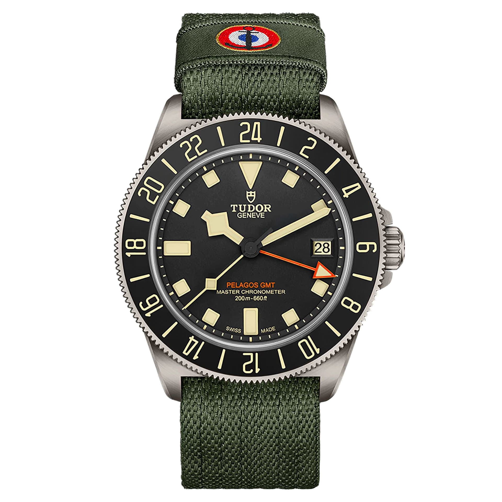 Tudor Pelagos Fxd GMT — bracelet tissu vert