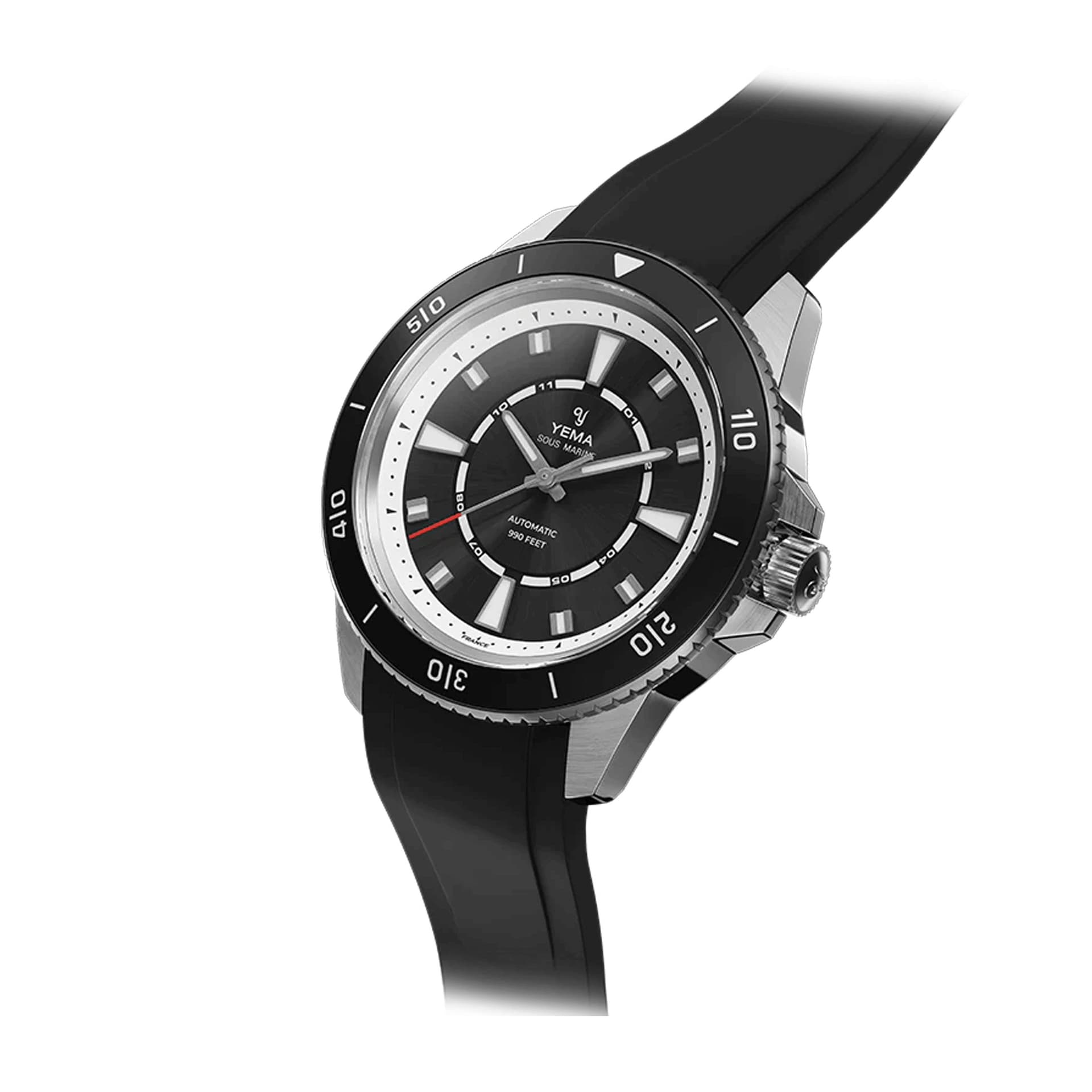 Yema Montre Yema Sous-Marine automatique cadran noir bracelet caoutchouc noir 40,5 mm