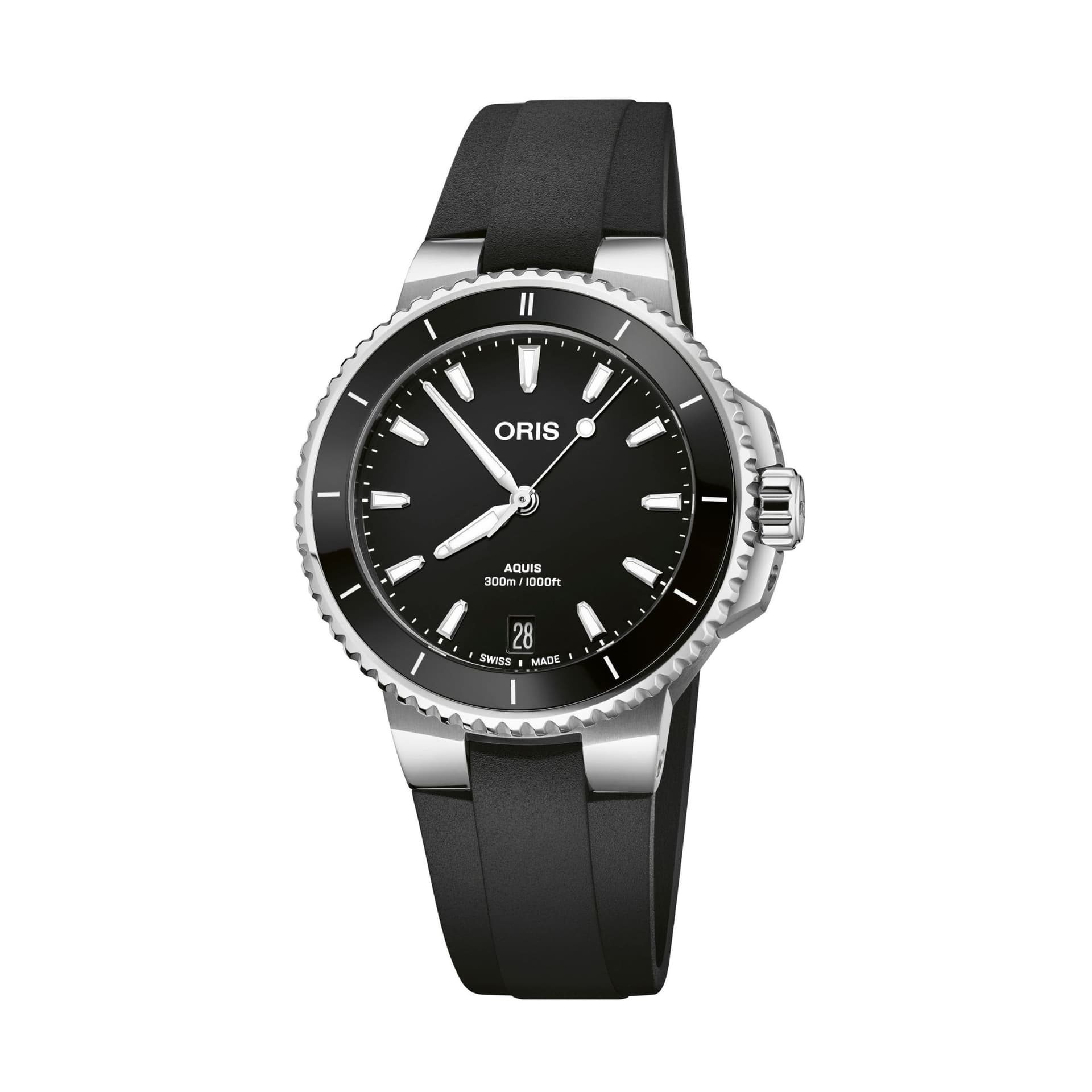 Oris Montre Oris Plongée Aquis Date Calibre 733 automatique cadran noir bracelet caoutchouc noir 36,5 mm